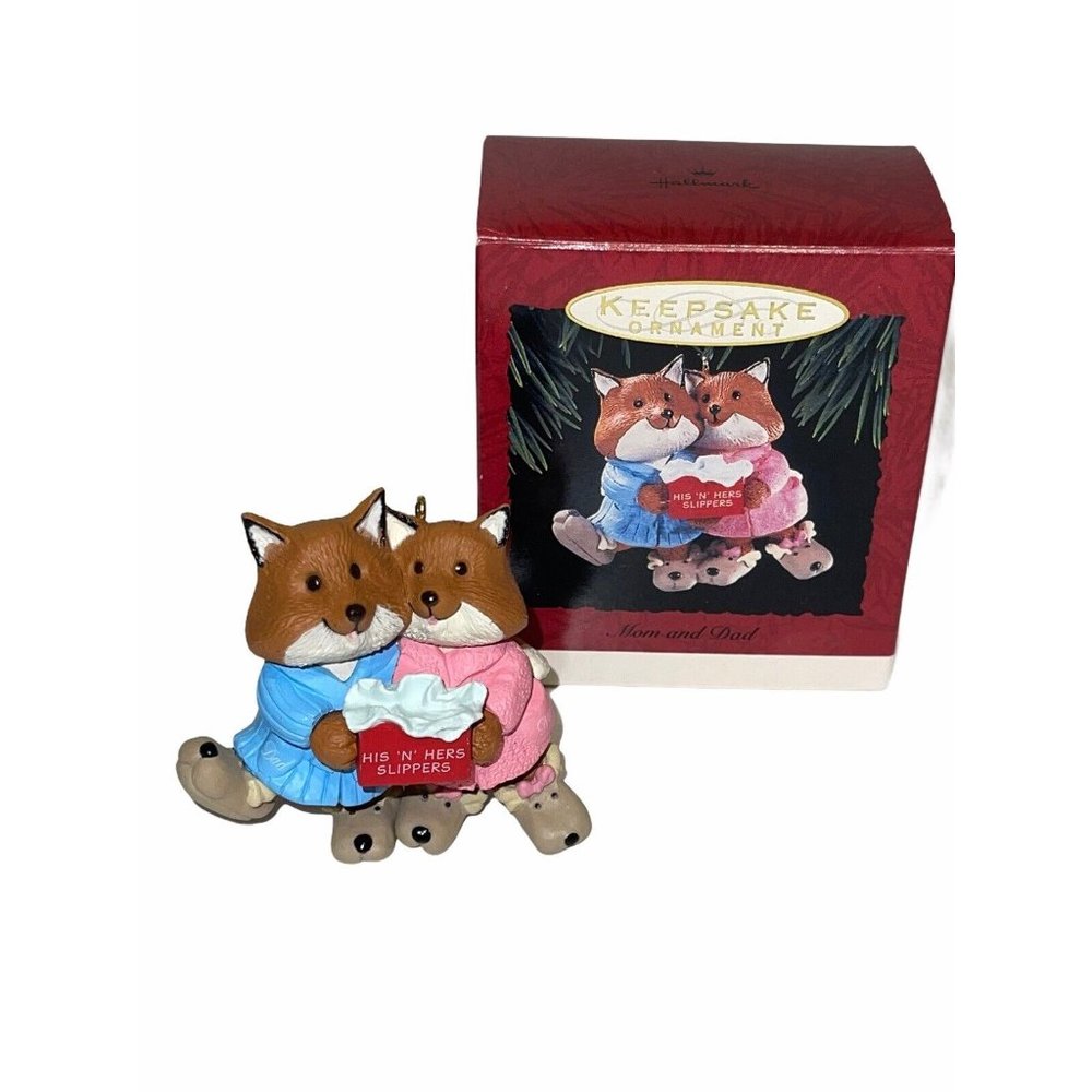Hallmark Keepsake Ornament Mom and Dad 1993 His and Hers Slippers